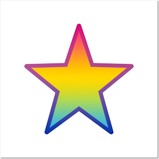 Bi+ Star (Pan Flag with Bi Flag outline) Posters and Art